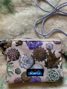 KAVU Lavender & Green Succulent Crossbody Pouch